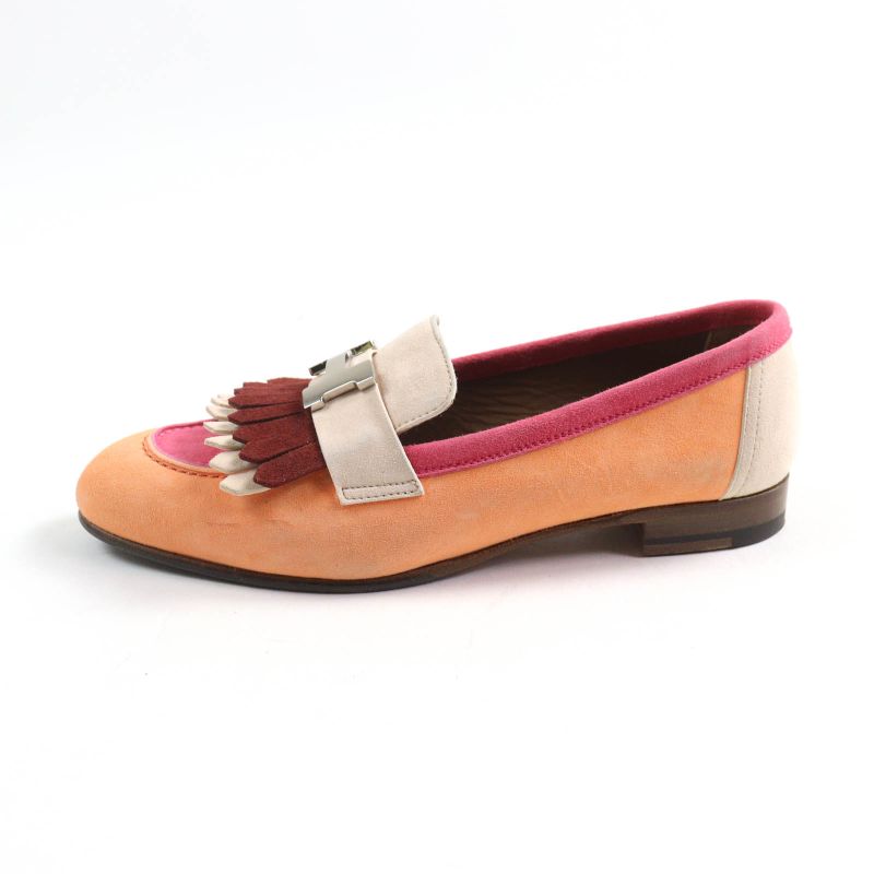 Hermes 181071z Royale Hhardware Attached Tassel Almond Toe Suede Leather Loafer