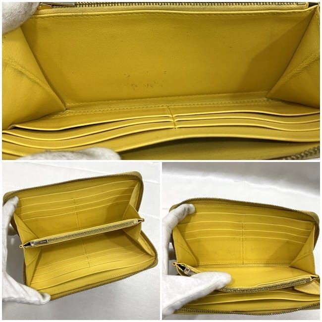 Celine Round Zipper Long Wallet Yellow Black Bicolor Wallet