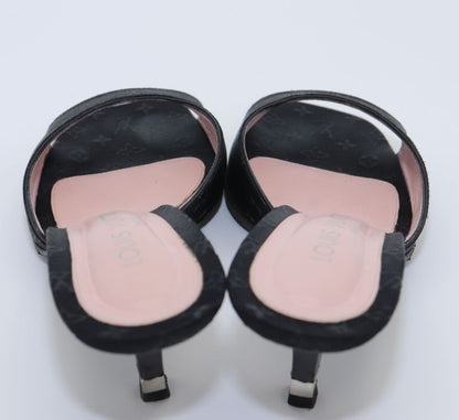 Louis Vuitton Monogram Satin Mule Sandals Women's 37 Ma1020 Black Made In Italy