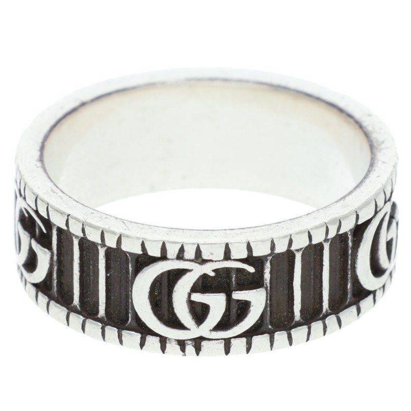 Gucci Silver Ring With Logo Motif Men's Size 19