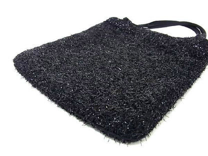 Rare Prada B8698 Nylon And Wool Handbag Tote Bag Women's Black Be6443