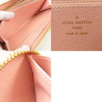 Pre - owned Louis Vuitton Damier Azur Clemence Zippy Long Wallet Rose Ballerine Pink - The Reluxe