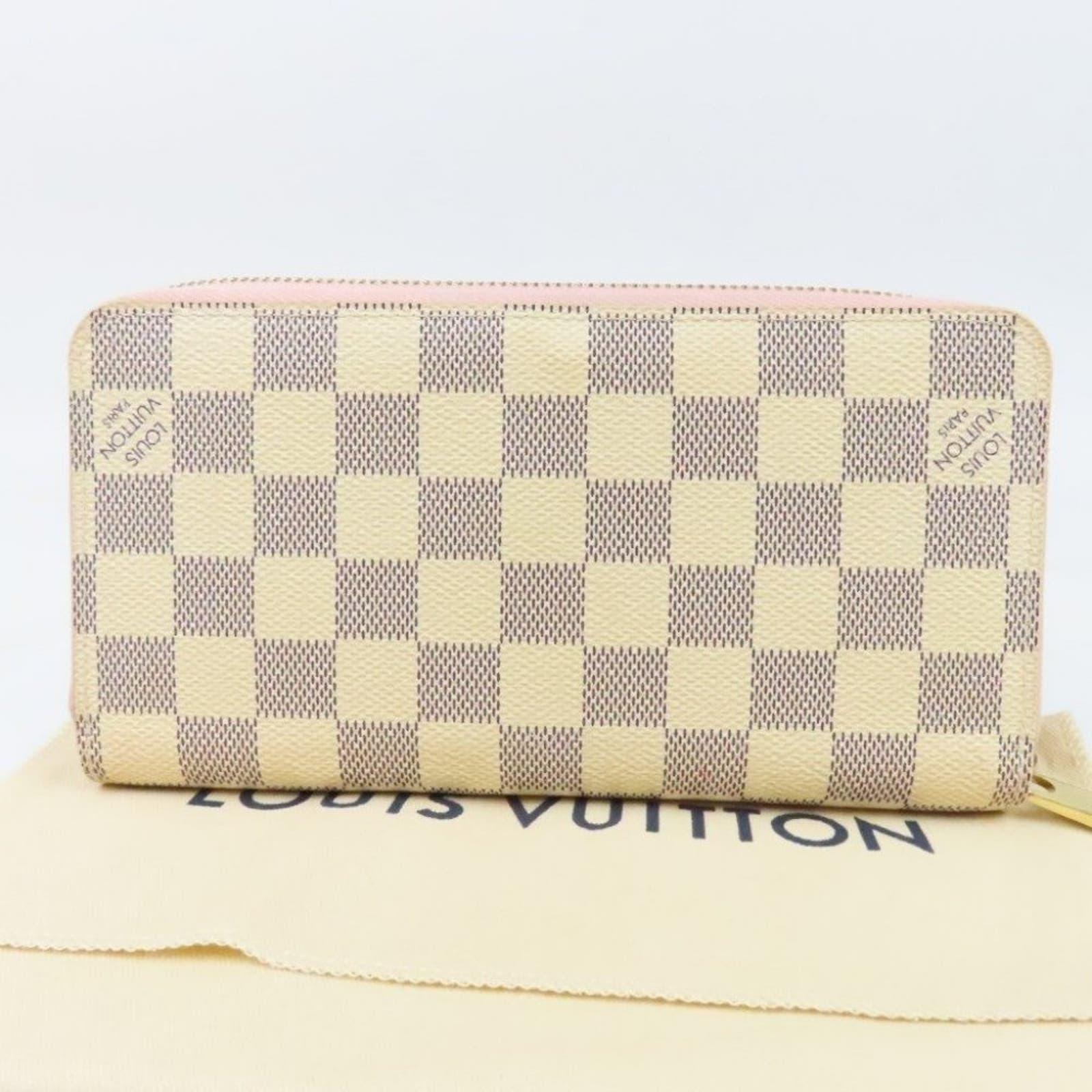 Pre - owned Louis Vuitton Damier Azur Clemence Zippy Long Wallet Rose Ballerine Pink - The Reluxe