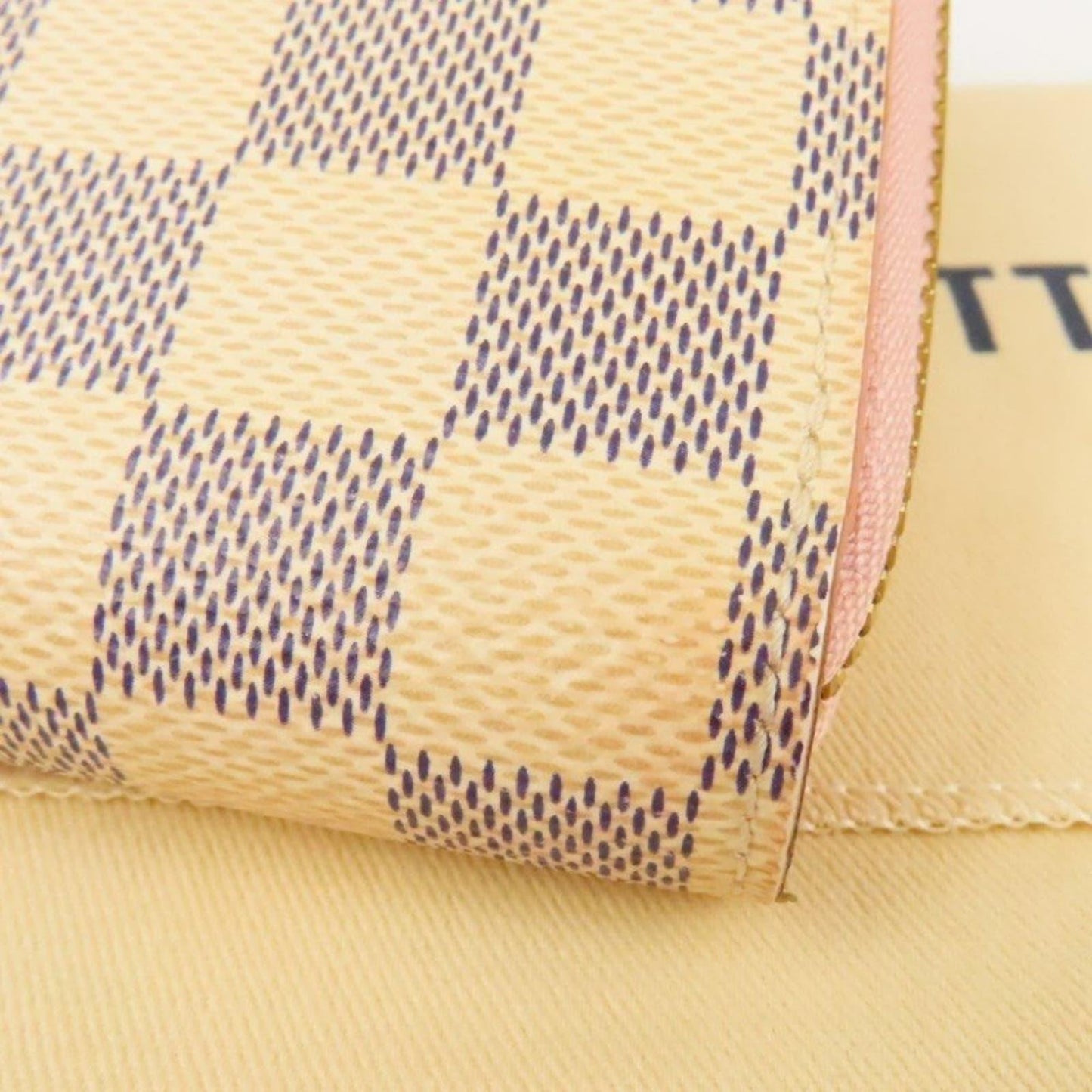 Pre - owned Louis Vuitton Damier Azur Clemence Zippy Long Wallet Rose Ballerine Pink - The Reluxe