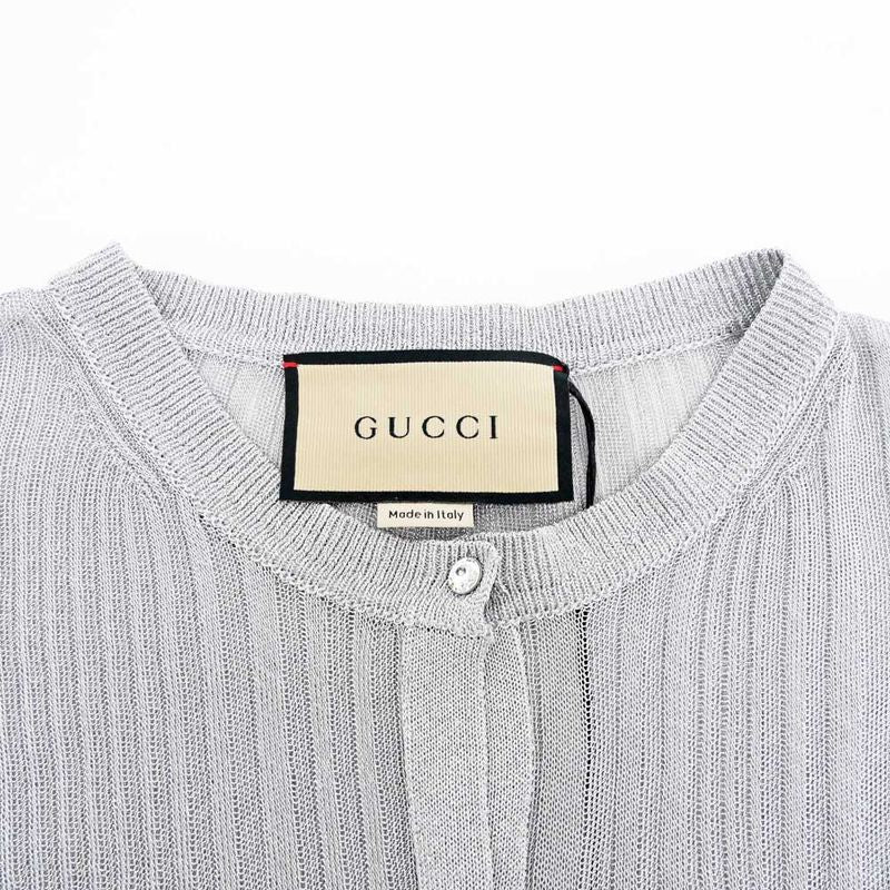 Gucci Cardigan Crystal Button S Size Silver - 765717 Long Sleeve