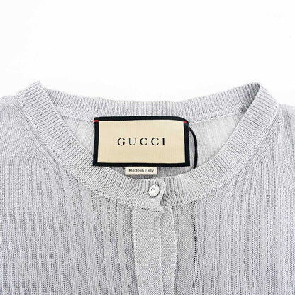 Gucci Cardigan Crystal Button S Size Silver - 765717 Long Sleeve