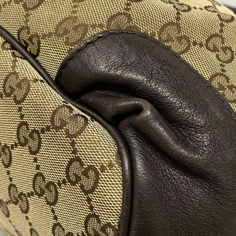 Gucci Handbag Sookie GG Pattern 247902 Dark Brown And Beige Leather