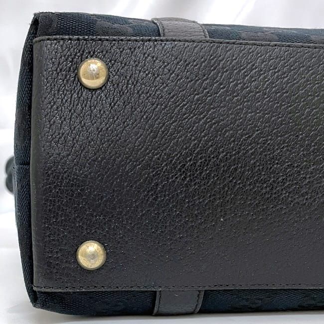 Gucci Tote Bag Black GG Canvas 141470 Excellent Condition Canvas