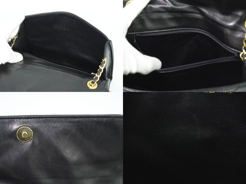 Authentic Chanel Coco Mark Matelasse Tassel Chain Shoulder Bag Lambskin Leather