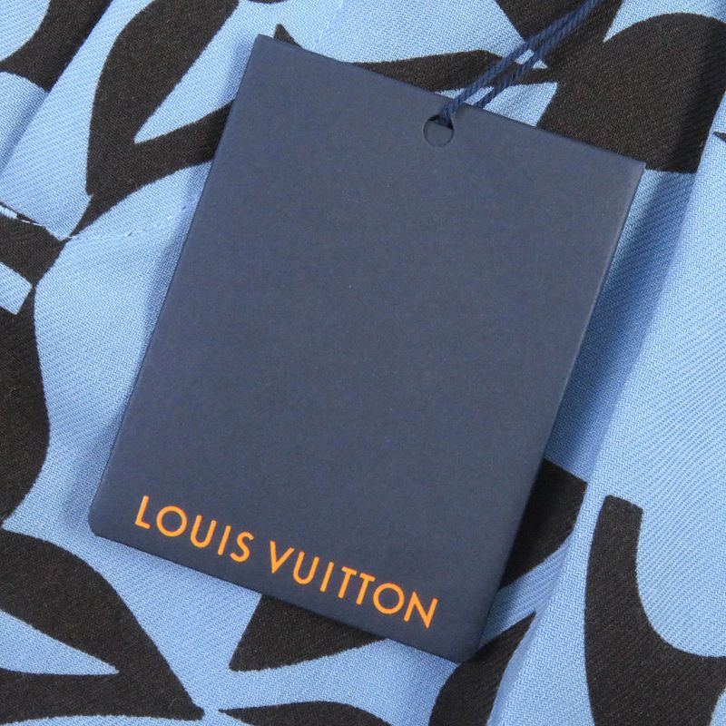Louis Vuitton 22SS 100% Wool Monogram Flower Pleated Shorts Light Blue 38 Made