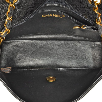 Chanel Diana 22 Single Flap Chain Shoulder Bag Caviar Skin A01164 Black Gold
