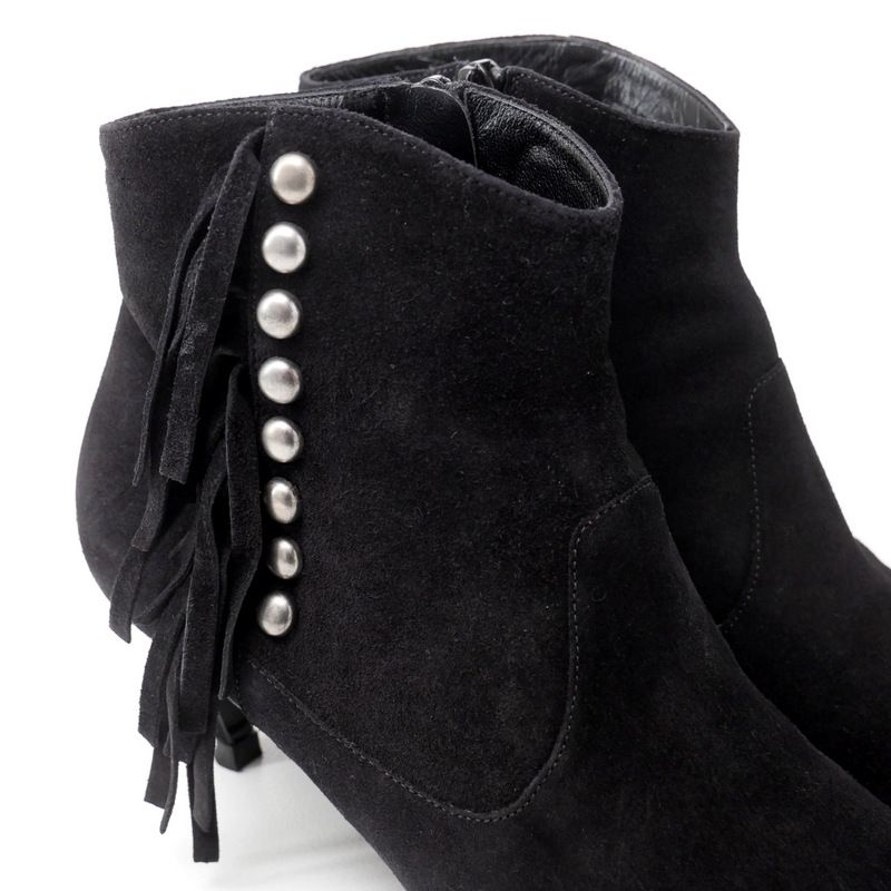 Saint Laurent Paris Boots Size 37 Studded Fringe Decoration Suede Short Boots