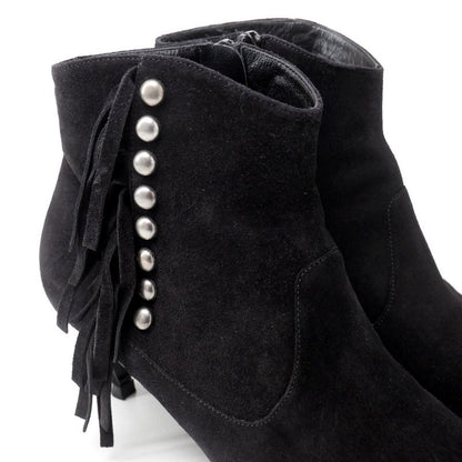 Saint Laurent Paris Boots Size 37 Studded Fringe Decoration Suede Short Boots