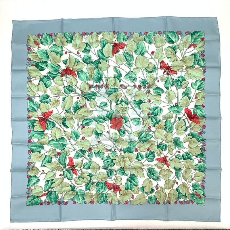 Hermes Scarf Carre 90 L'arbre De Soie Silk Tree Mulberry Tree And Silkworms Blue