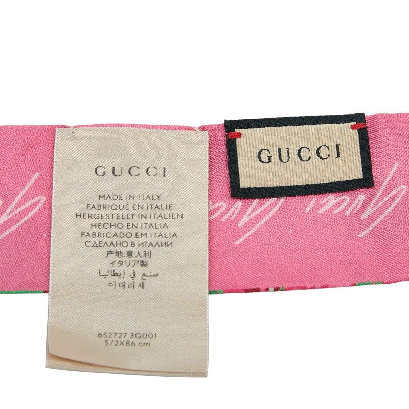 Gucci X Ken Scott Botanical Print Neck Bow 652727 Pink Multicolor Silk Women's