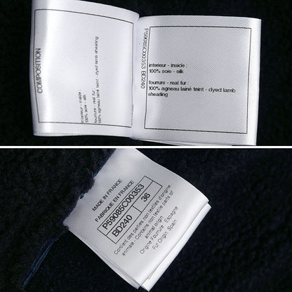 Chanel Sailor Collar Mouton Short Coat P59085 36 Navy