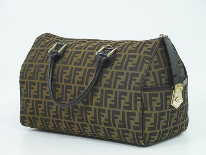 Authentic Fendi Zucca Mini Boston Bag Handbag Canvas Brown 8bl105 Zucca Bag