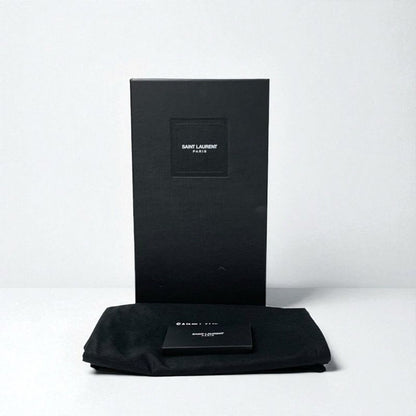 Saint Laurent Cassandra Sandals Shoes Leather Black Gold YSL Hardware Strap