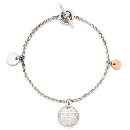 Hermes Bracelet Ex Libris PM Silver 925 18k Pink Gold Silver X Pink Gold Sh