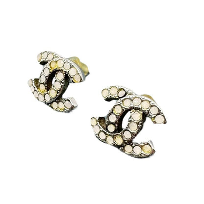 Chanel Rhinestone Coco Mark Pierced Earrings Rhinestone Coco Mark Earrings