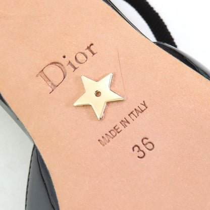 Christian DIOR D-envol Patent Leather Square Toe Lace Up Pumps Black 36 With