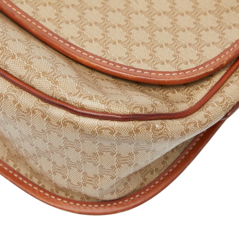 Celine Macadam Star Ball Beige Brown PVC Leather Women's Celine