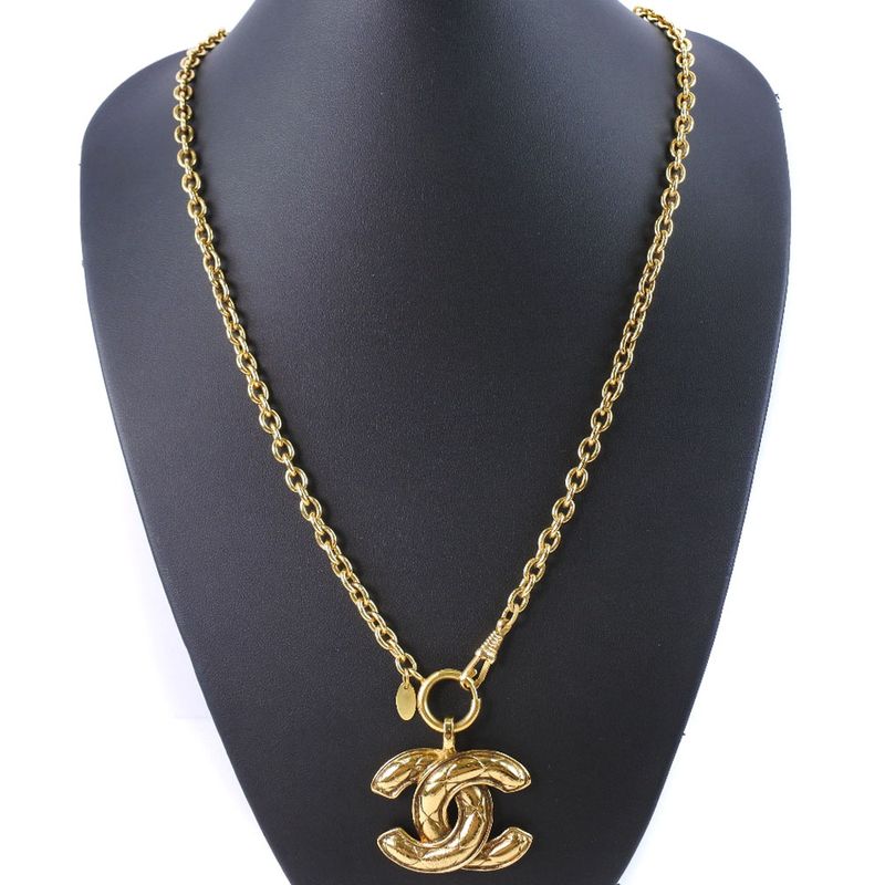Chanel Coco Mark Matelasse Vintage Gold Plated Gold 3859 Ladies 65.5g Necklace