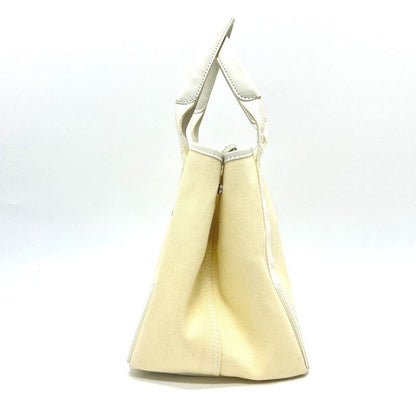 Balenciaga Tote Bag Navy Cabas S 339933 Canvas/leather White