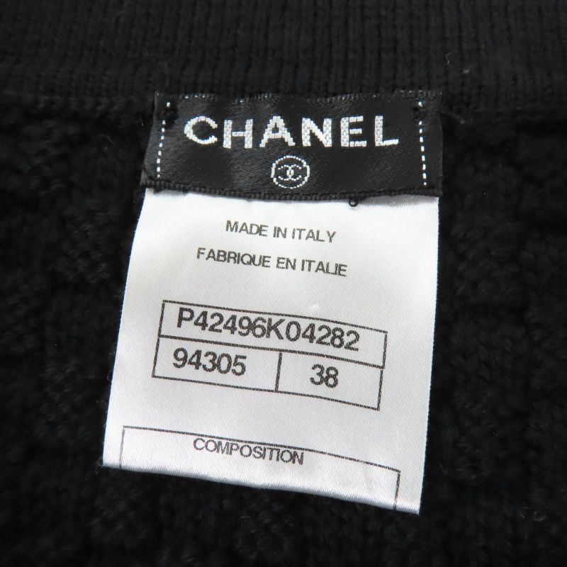 CHANEL P42496k04282 100% Wool Bijoux Coco Mark Button Knit Skirt Black 38 Made