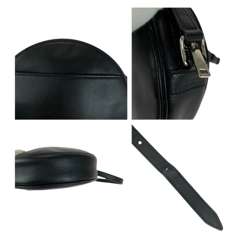 Celine Dancing Kid Logo Studded Black White Silver Hardware Leather 195883ddj38s