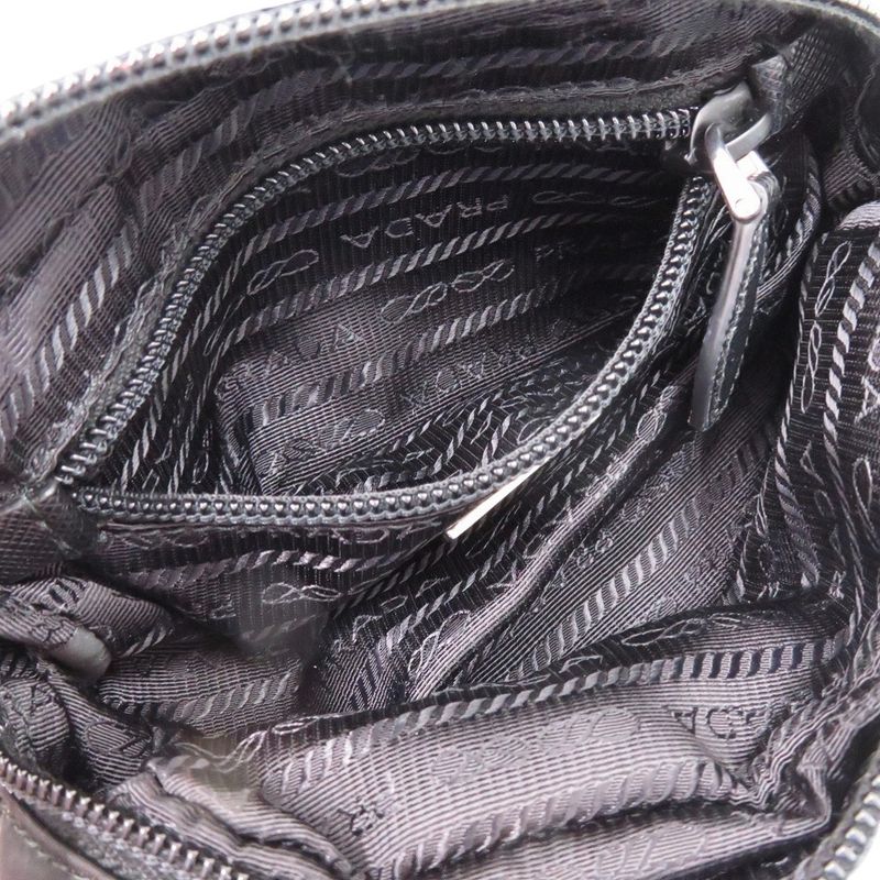 Prada 1ne175 Nylon With Strap Silver Hardware Black Pouch 0351 Prada