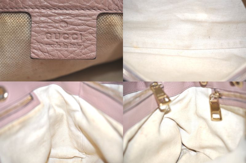 Gucci Bamboo Shopper Medium 2way Handbag Leather 323660 Pink 3631n