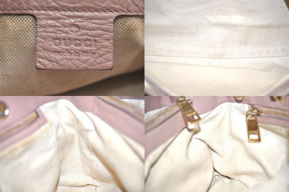 Gucci Bamboo Shopper Medium 2way Handbag Leather 323660 Pink 3631n