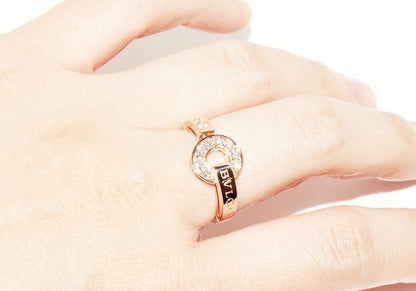 Bulgari Ring 18K Pink Gold Pave Diamond 028ct Bulgari Ring An855854 346213