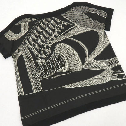 Hermes Twill Lane Knit Short Sleeve Short Sleeve Black Silk Tops