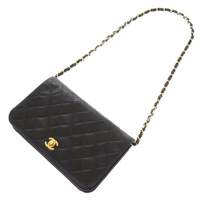 Chanel Matelasse Lambskin Black No 6 Gold Chain Shoulder Bag Lambskin Coco Mark