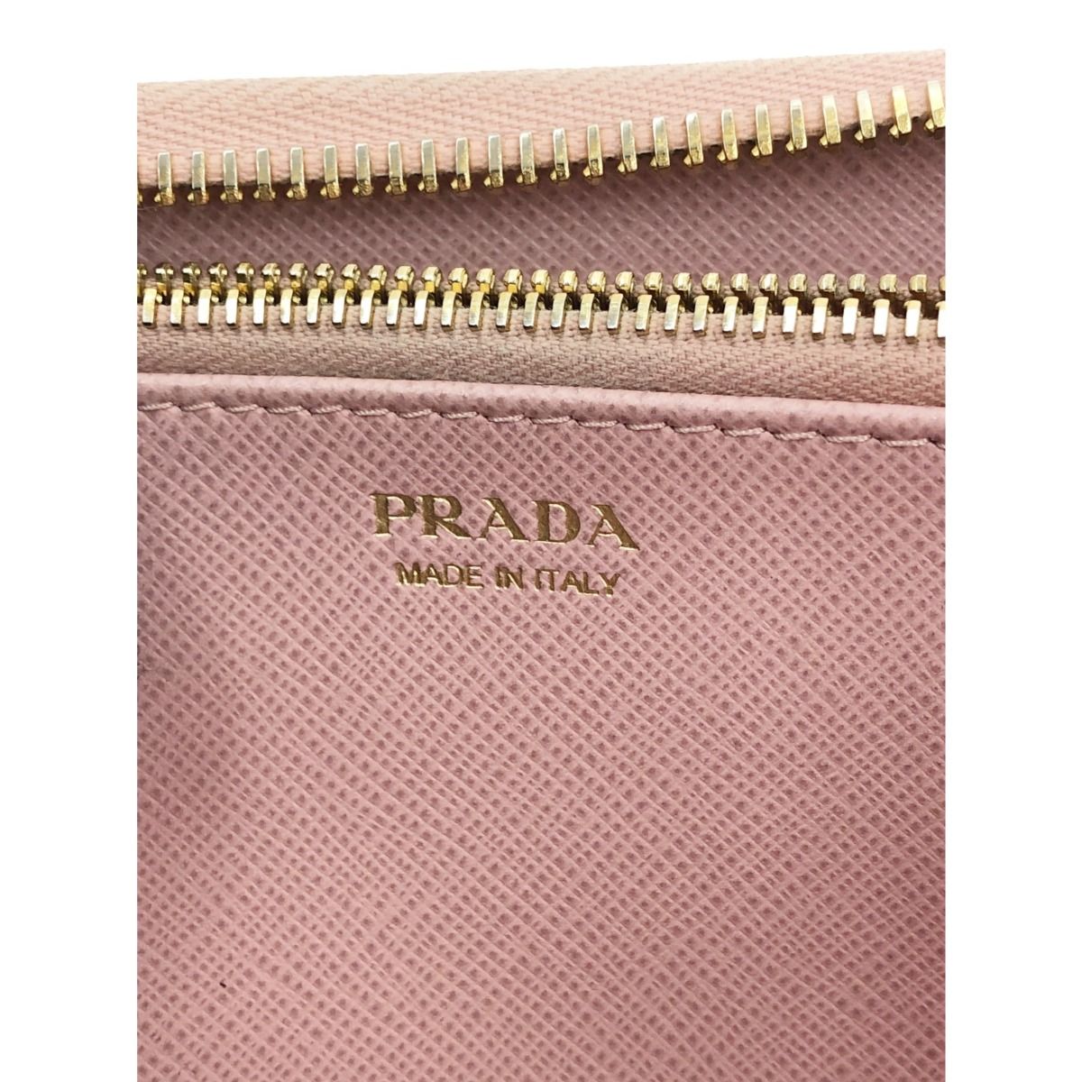 Prada Saffiano Ribbon Round Zipper Long Wallet 1ml506ztm Pink