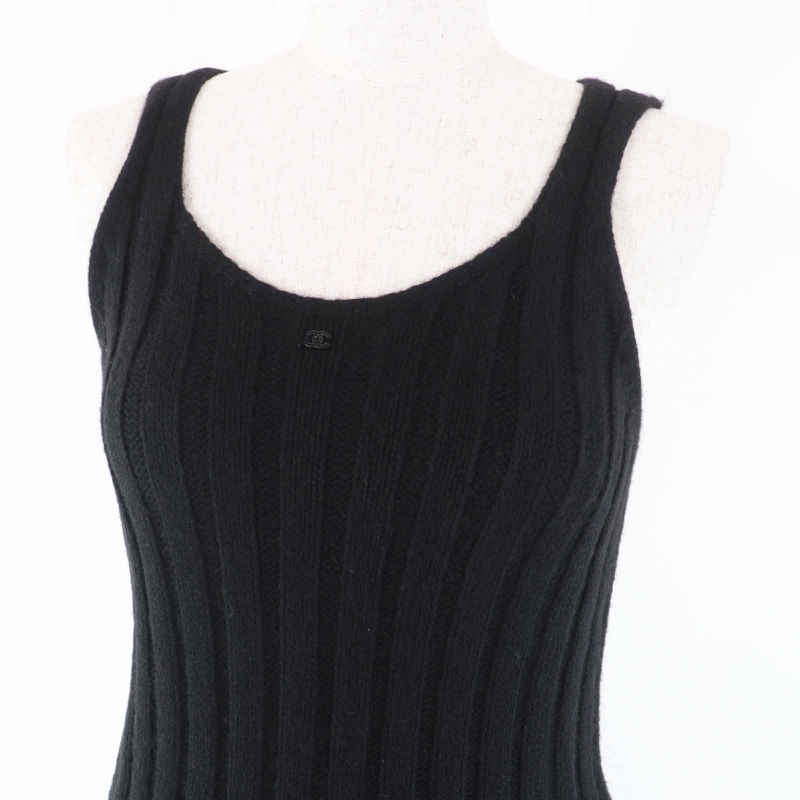 CHANEL Vintage 04A P23861 Cashmere Sleeveless Knit Dress With