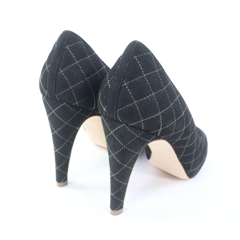 CHANEL G28759 Coco Mark Matelasse Quilted Pumps Black 36.5 With Box And Storage