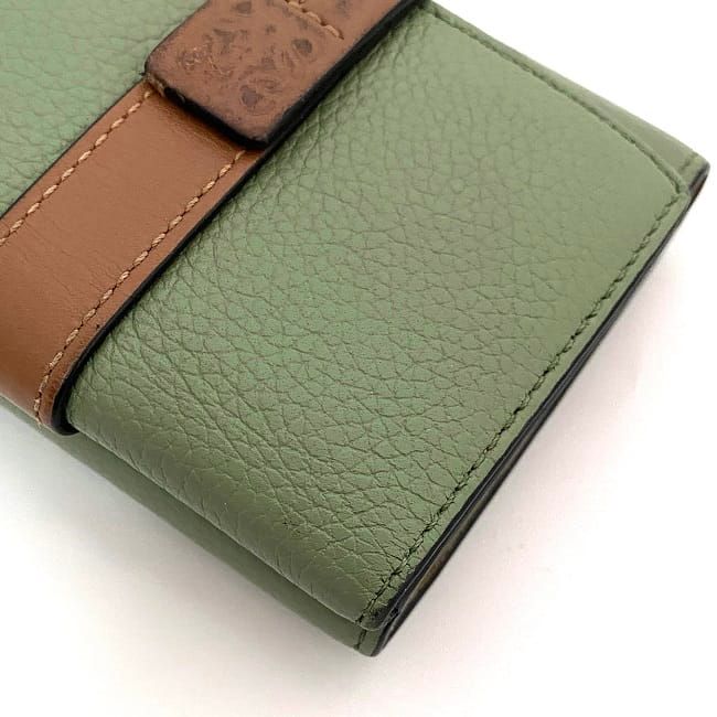 Loewe Trifold Wallet Green Anagram Compact Leather Preowned
