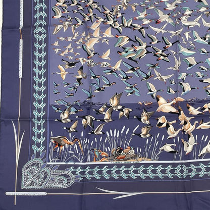 Hermes Carre 90 Libres Comme L'air The Sky Is Free Silk Scarf Blue