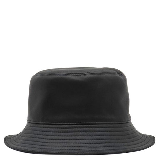 Loewe Hat Fisherman Hat Lambskin Leather Black #57 Silver Hardware Black Hat