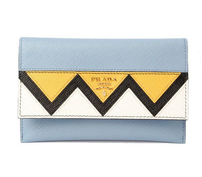 Prada Card Case Fold Wallet Prada 1mc004 Saffiano Greche Shape Pressed Leather