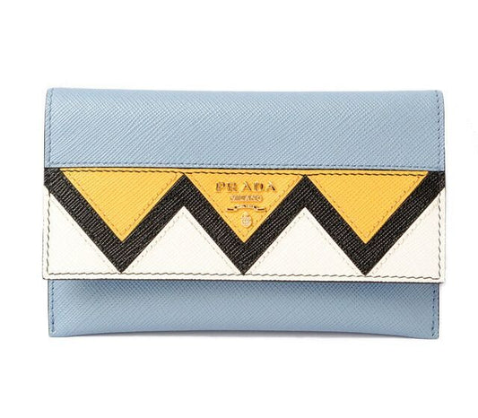 Prada Card Case Fold Wallet Prada 1mc004 Saffiano Greche Shape Pressed Leather