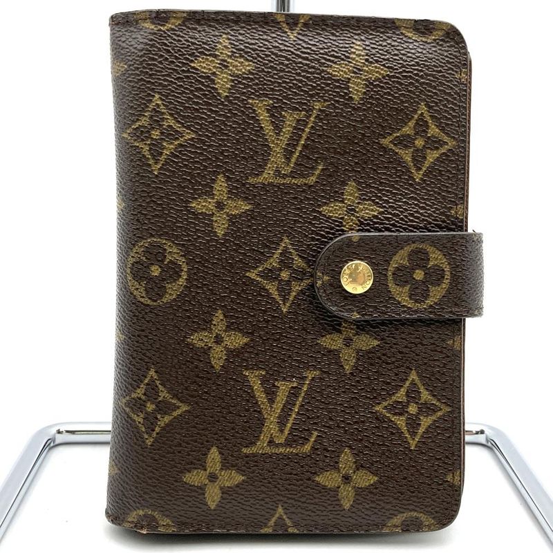 Louis Vuitton M61207 Monogram Porte Papier Zip Wallet Brown PVC Ladies Men