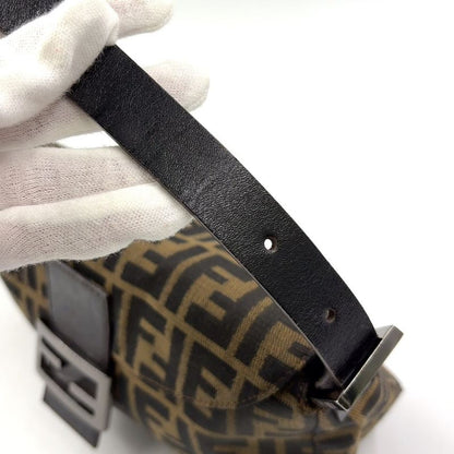 Fendi Mamma Bucket Zucchino Leather X Canvas Dark Brown X Beige Shoulder Bag