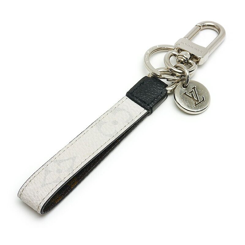 Louis Vuitton LV Porte Cles Dragonne M64168 Monogram Eclipse Key Holder White
