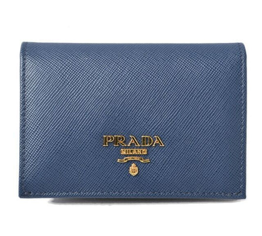 Prada Card Case Business Card Holder Prada Saffiano Metal Bluette Blue 1m0945