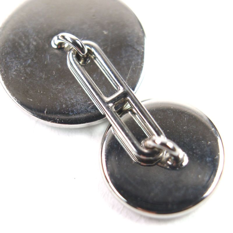 Hermes Sellier Design Logo Engraved Leather Use Round Shape Cufflinks Button
