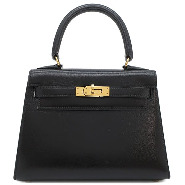 Hermes 2way Bag Mini Kerry Doe Outer Stitch Box Calf Black Gold Hardware Black